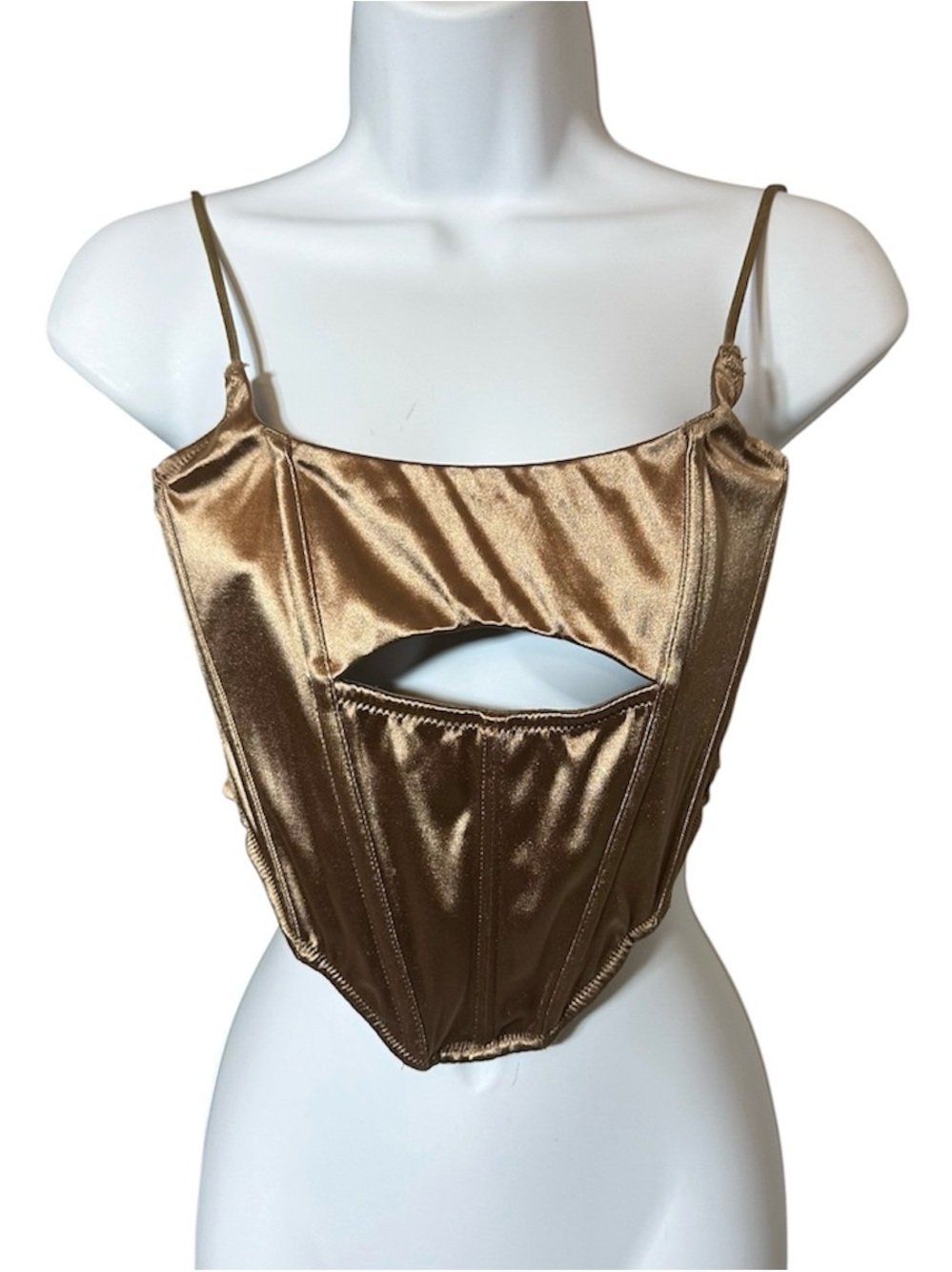 Urban Outfitters Out From Under Metallic Gold Satin Corset Bustier Crop Top Y2K